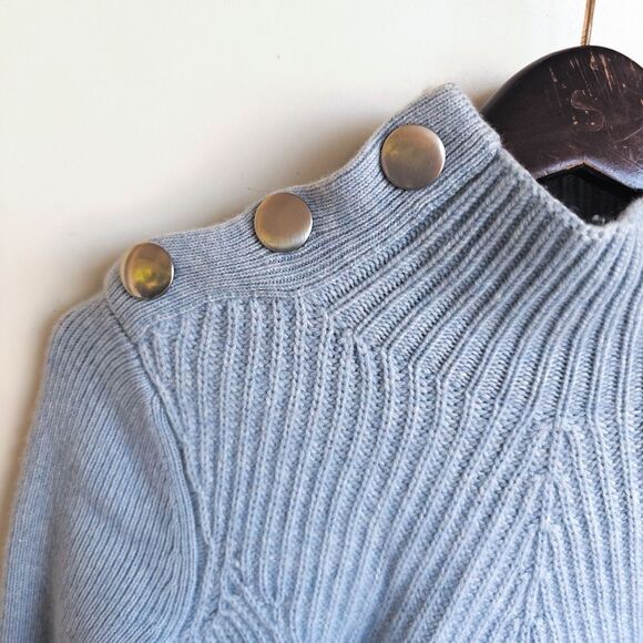 Veronica Beard Rama Blue Mock Neck Sweater Wool Cashmere Size Small - Picture 6 of 11